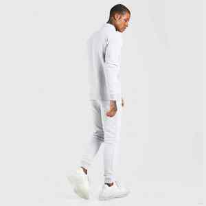 Sweat-shirt à capuche et à col zippé en molleton épais imprimé solide et écologique pour hommes, deux pièces avec logo personnalisé - Product Image 5