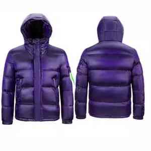 Veste matelassée à capuche zippée imperméable et coupe-vent pour homme, personnalisable, tendance, automne, doublure douce, patchwork, épaisse, devant - Product Image 1