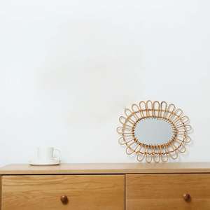 High Good Quality Bamboo Rattan Small Round <b>Mirror</b> <b>Bathroom</b> <b>Mirror</b> Decor Natural Safe Wicker Bedroom Furniture - Product Image 3