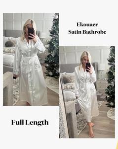 Ekouaer-Batas de satén suaves y ligeras para mujer, vestidos informales de longitud completa con mangas largas para fiestas de boda y ocasiones informales - Product Image 3