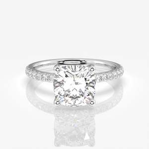 Anillo Romántico de Oro de 9K con Diamantes Cultivados en Laboratorio, Corte Cojín y Ovalado, Baño de Rodio, para Compromiso o Promesa - Product Image 5