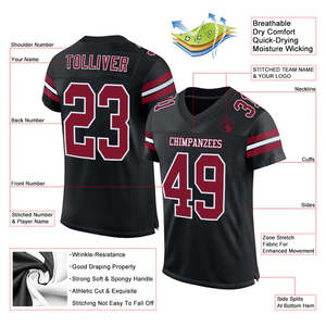 Camiseta de fútbol americano ligera personalizada para jóvenes transpirable y duradera para práctica de Club Escolar y uniformes de partido de equipo - Product Image 2