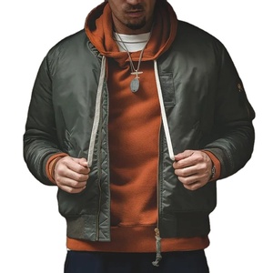 Cotton Jacket Pilot Jacket for Men's Winter Green Cotton Thickened <b>Coat</b> Baseball Pockets Flight Zipper Jacket Outwear Tops - Product Image 1