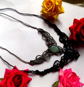 Corde confortable bijoux en forme ovale Labradorite gemmes macramé collier femmes mélanger couleur fil Boho Style macramé collier - Product Image 4