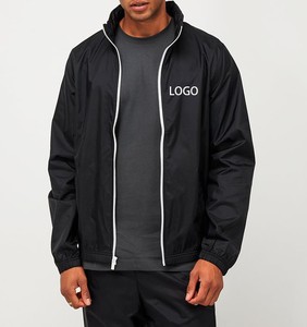 Vente en gros de survêtements coupe-vent de qualité nouveau design avec logo personnalisé noir pour hommes - Product Image 5