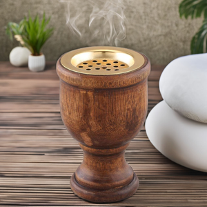 Quemador de Incienso de Madera Ecológico, Porta Incienso Árabe Tradicional con Detalles de Latón, Uso Religioso para Rituales Aromáticos - Product Image 4
