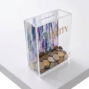 Caja de Donación de Judaica Tzedakah Rectángulo Clásico Personalizado Acrílico Plástico Lucite Banco de Colección de Monedas para Caridad - Product Image 1