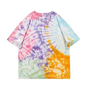 T-shirts tie-dye à manches courtes, col rond, surdimensionnés, en coton de haute qualité, coupe décontractée, tissu de 180 grammes, impression sérigraphique compressée - Product Image 6