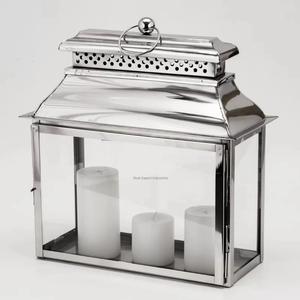 Nueva linterna de vela de plata brillante decorativa de acero inoxidable y vidrio para el hogar y la decoración del jardín linterna artesanías - Product Image 3