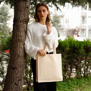 Sac fourre-tout en toile écologique à ouverture supérieure, personnalisable avec logo imprimé, pour le quotidien, les courses, les fêtes, la gym, la marche, pour hommes et femmes - Product Image 3