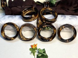 Handcrafted Bamboo Napkin Rings Set of 6 Personalized Table Serving Decor Carbonized - Product Image 5