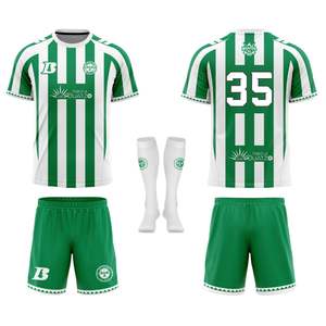 Conjunto de Uniforme de Fútbol Sublimado Personalizado para Adultos, 100% Poliéster, Manga Corta, Camiseta de Fútbol con Cuello en V, Pantalones Cortos de Fútbol con Cordón Ajustable - Product Image 1