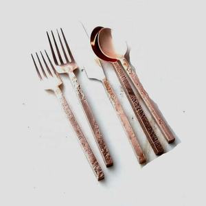 New Design Flatware Set Stainless Steel <b>Gold</b> Plated With Long Round Handle Flatware Cutlery Set Flatware Sets - Product Image 3