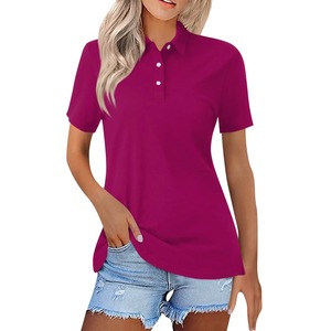 Elegant Women's Cotton T-<b>Shirt</b> Zipper Neck Fashion Office <b>Lady</b> Top Short Sleeve <b>Polo</b> Casual Style Jersey Fabric - Product Image 5