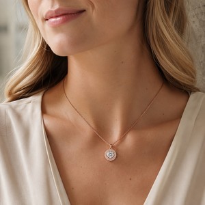 Elegant Classic Pendant Necklace for Women with Flower Shape Link <b>Chain</b> <b>Copper</b> Alloy Engagement Jewelry - Product Image 3