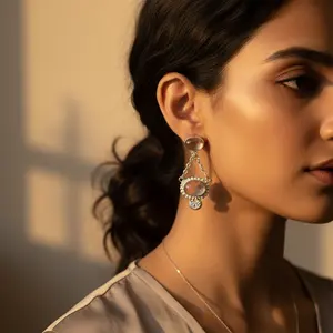 Boucles d'oreilles pendantes en argent 925 plaqué or 18 carats avec quartz rose pour femmes, pour mariage, fête, diamant, moissanite, perle comme pierre principale, cadeau en or - Product Image 3