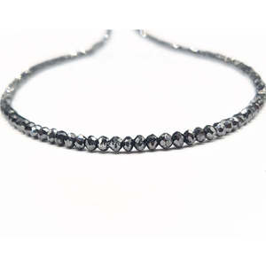 Perles Rondelles Facettées Diamant Noir 1,8-2,4 mm, Fils de 15 Pouces pour Colliers Perlés Tendance - Product Image 1