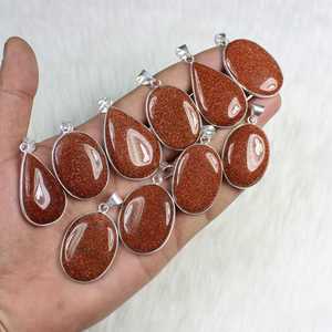 Nouveauté solide 925 en argent Sterling or grès haute poli lâche Cabochon pierre précieuse pendentif pour les femmes bijoux fins - Product Image 3