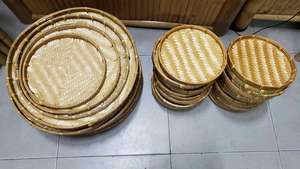Wholesale Vietnamese <b>Large</b> Flat Round Bamboo Winnowing <b>Basket</b> Light Fabric <b>Storage</b> Organizer for Kitchen for Organization - Product Image 2