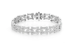 Pulsera de eslabones de línea curva ovalada de lujo, pulsera de diamantes cultivados en laboratorio, pulsera de oro blanco de 10K helado de alta calidad, regalo para ella - Product Image 2