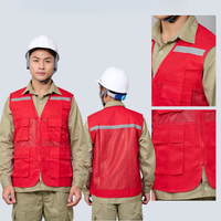 Gilet de sécurité haute visibilité à quatre poches, réfléchissant, en polyester, uniforme de travail pour hommes, pour la construction et les zones dangereuses