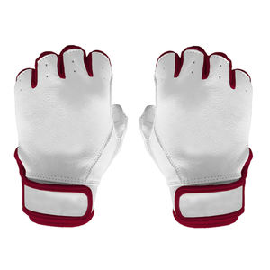Professional Anti-Slip Breathable Durable Short Cuff Leather White Marron Baseball Batting Gloves at Factory Rate - Product Image 1
