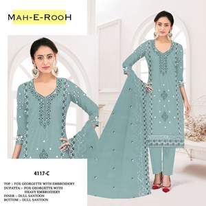 Traje Palazzo de Alta Calidad para Mujer, Diseño Moderno, Estilo Étnico Indio-Pakistaní, para Bodas, con Tela Georgette Sintética y Dupatta - Product Image 2