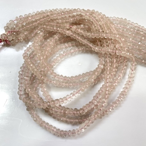 Wholesale Rose Quartz Faceted Rondelle Shape Beads 3mm Natural Gemstone for Jewelry Making <b>Pink</b> Color - Product Image 3