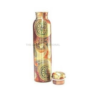 Contemporary Red Designer Printed Copper Alloy Water <b>Bottle</b> 3X3X10 Inch <b>1</b> Liter Capacity for Yoga Gym & Health Care - Product Image 6