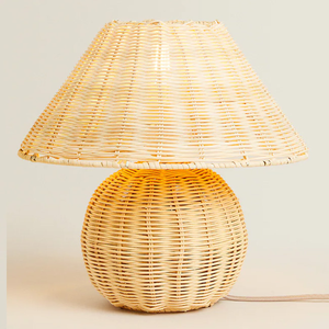 Lámpara de mesita de noche de ratán tejida a mano Natural, decoración de dormitorio de hogar y Hotel, lámparas de mimbre con forma de seta - Product Image 5