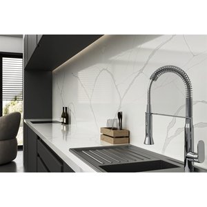 Custom Kitchen Bathroom Vanity <b>Tops</b> Artificial Quartz Countertops Eco-Friendly Non-Toxic 1 Year Warranty Carrara Calacata Prefab - Product Image 2