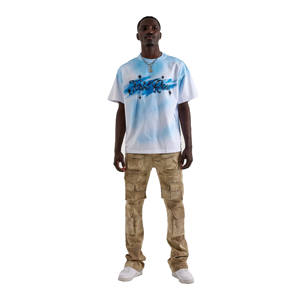 T-shirt en molleton français lourd 360 g/m² avec logo personnalisé, coupe courte, déchirures, couture, coton, coupe régulière, lavage à l'acide vintage, 100 % coton - Product Image 2