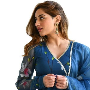 Costume en Georgette Imprimé de Bonne Qualité, Georgette Lourde avec Impression Numérique, Entièrement Cousu, Impression Numérique et Travail de Dentelle Fantaisie Anarkali - Product Image 1