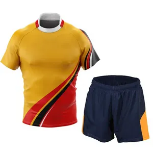 OEM供应商橄榄球制服运动衫和短袖条纹印花升华柔软织物橄榄球运动衫