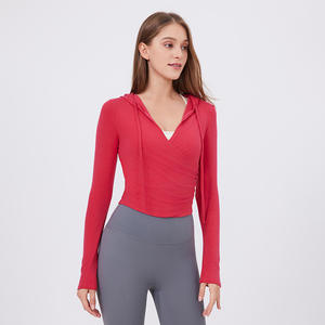 Top de Yoga ajustado de manga larga para mujer, sudaderas con capucha de secado rápido para correr, camiseta de especias dulces, deportes transpirables para mujer - Product Image 4