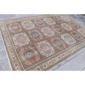 Alfombra de 6.3x9.5 pies, Alfombra Turca Vintage, Alfombra con Estampado Animal Marrón - Product Image 3