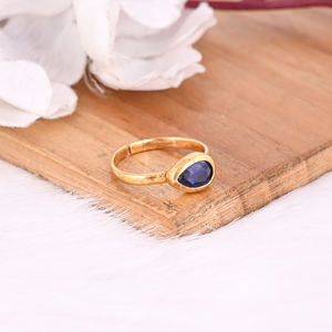 Natural Kyanite Gemstone Solid 925 Sterling <b>Silver</b> Yellow Gold <b>Plated</b> Adjustable Ring Fine Jewelry Engagement Gifts - Product Image 5