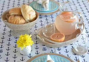 Bol à fruits en rotin naturel avec support Plateau fait main Décoration intérieure du Vietnam - Product Image 5