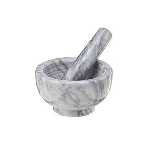 รอบสีขาวหินอ่อนปูนที่มีสากชุดสำหรับสมุนไพรยาและส่วนผสมอื่นๆและผลิตภัณฑ์ขายร้อน - Product Image 5