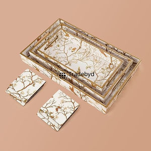 Bandeja de madera elegante Tradebyd Bandeja de servicio artesanal premium para comedor Desayuno Té Café y fines de regalo - Product Image 3