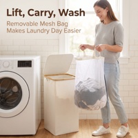 Panier à linge pliable 100L en toile écologique et durable avec couvercle, sac intérieur amovible et utilisations multiples – Organisateur de vêtements