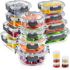 批发12件套耐热玻璃午餐盒适用于微波炉高硼硅保鲜碗 - Product Image 1