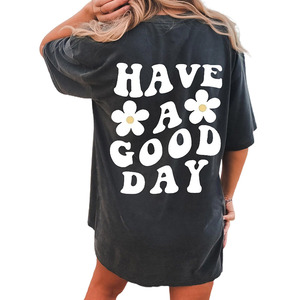 เสื้อยืดผ้าฝ้ายระบายอากาศได้ดีขนาดใหญ่สำหรับผู้หญิงพิมพ์ลายน้ำหนักมากระบายอากาศได้ดี - Product Image 2