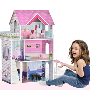 Maison de poupée en plastique à 3 étages, kit de bricolage, modèle de jouet tendance pour filles, avec meubles pour enfants et design PC - Product Image 2