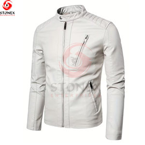 Customizable Lightweight Winter Leather <b>Jacket</b> <b>Men</b> High Quality Comfortable Waterproof High Street Style <b>White</b> Color - Product Image 1