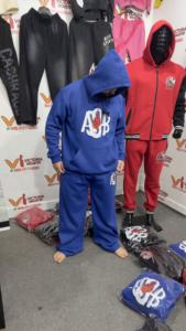 Ensembles de survêtements en molleton de coton personnalisés pour l'automne, 100% coton, avec sweat à capuche et pantalon de survêtement imprimés avec lettres découpées - Product Image 5