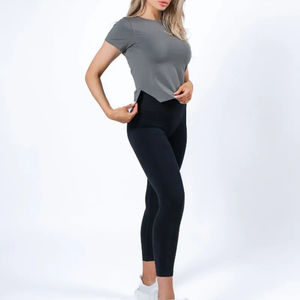 T-shirt en coton pour femme, col rond, gris, teinture en gros, t-shirts tendance, t-shirt personnalisé pour femme, designer - Product Image 3