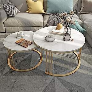 Table de meubles en métal moderne avec dessus en marbre pour décor de table de bureau de restaurant de salon couleur blanche et marron tables modernes - Product Image 2