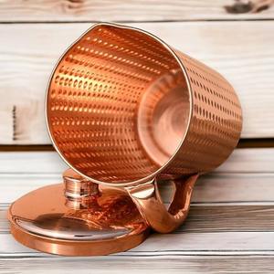 เหยือกทองแดงเคลือบแลคเกอร์ดีไซน์เนอร์ พร้อมฝาทองเหลือง สวยงามมีสไตล์ เหมาะสำหรับเสิร์ฟกาแฟและชา - Product Image 4