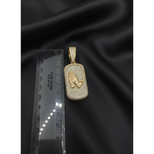 Iced Out Khanda Hip Hop Pendant Rose Gold Religious Charm with 14K Gold Plating and Rhodium Finish - Product Image 6